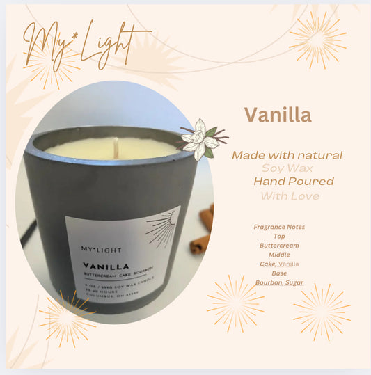 Vanilla Soy Wax Scented Candle – 9oz (255g)