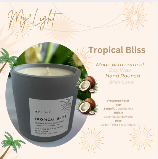 Tropical Bliss Soy Wax Scented Candle – 9oz (255g)